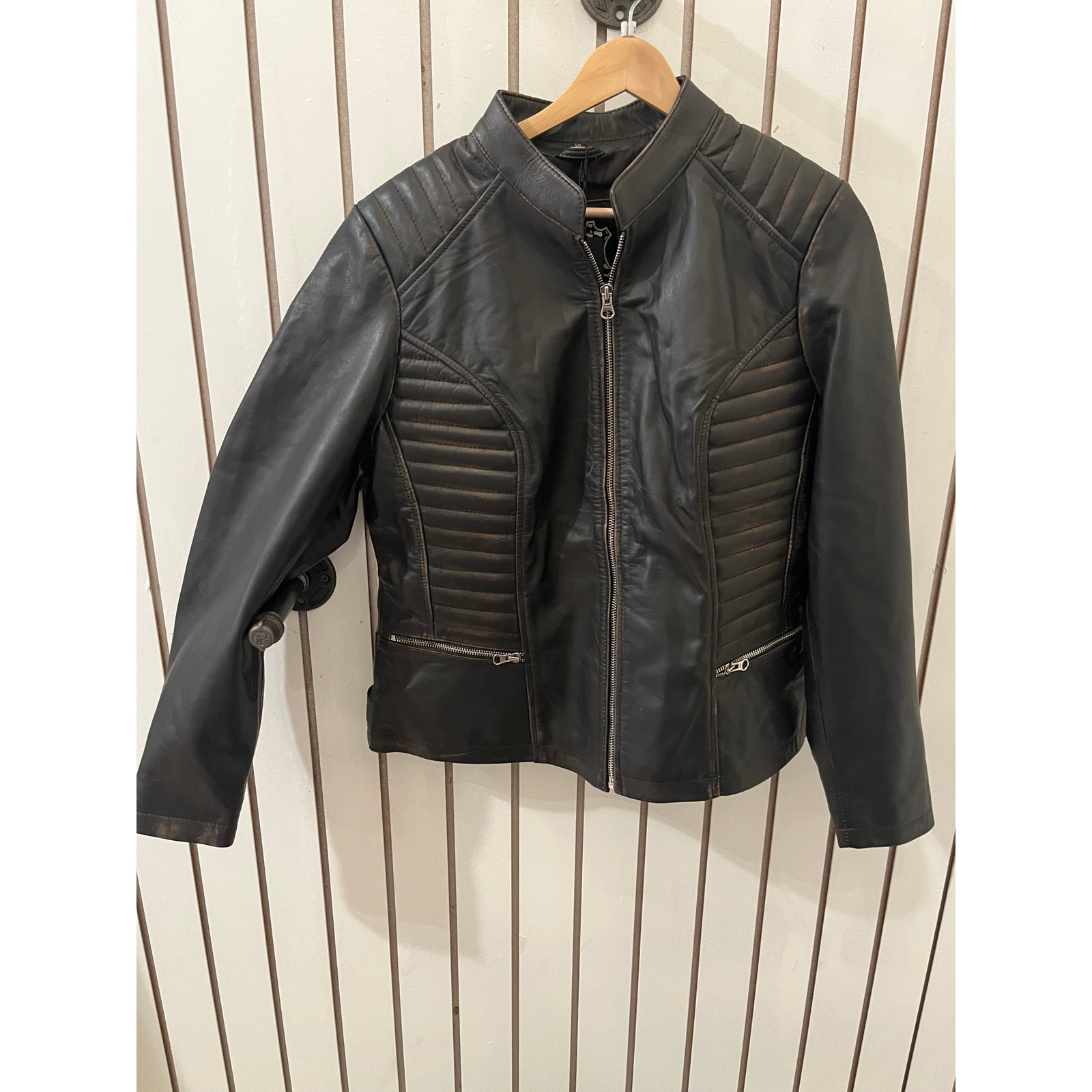 Decrum N-185 Genuine Leather Jacket - Rub Off Brown Size Xl Nwt